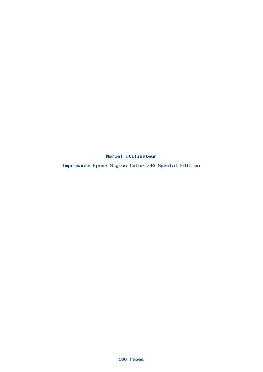 Page 1 de la notice Manuel utilisateur Epson Stylus Color 740 Special Edition