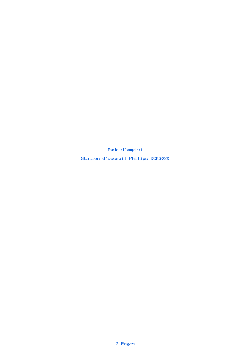 Page 1 de la notice Mode d'emploi Philips DCK3020
