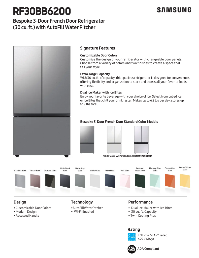 Página 1 del manual Ficha técnica Samsung RF30BB6200AP