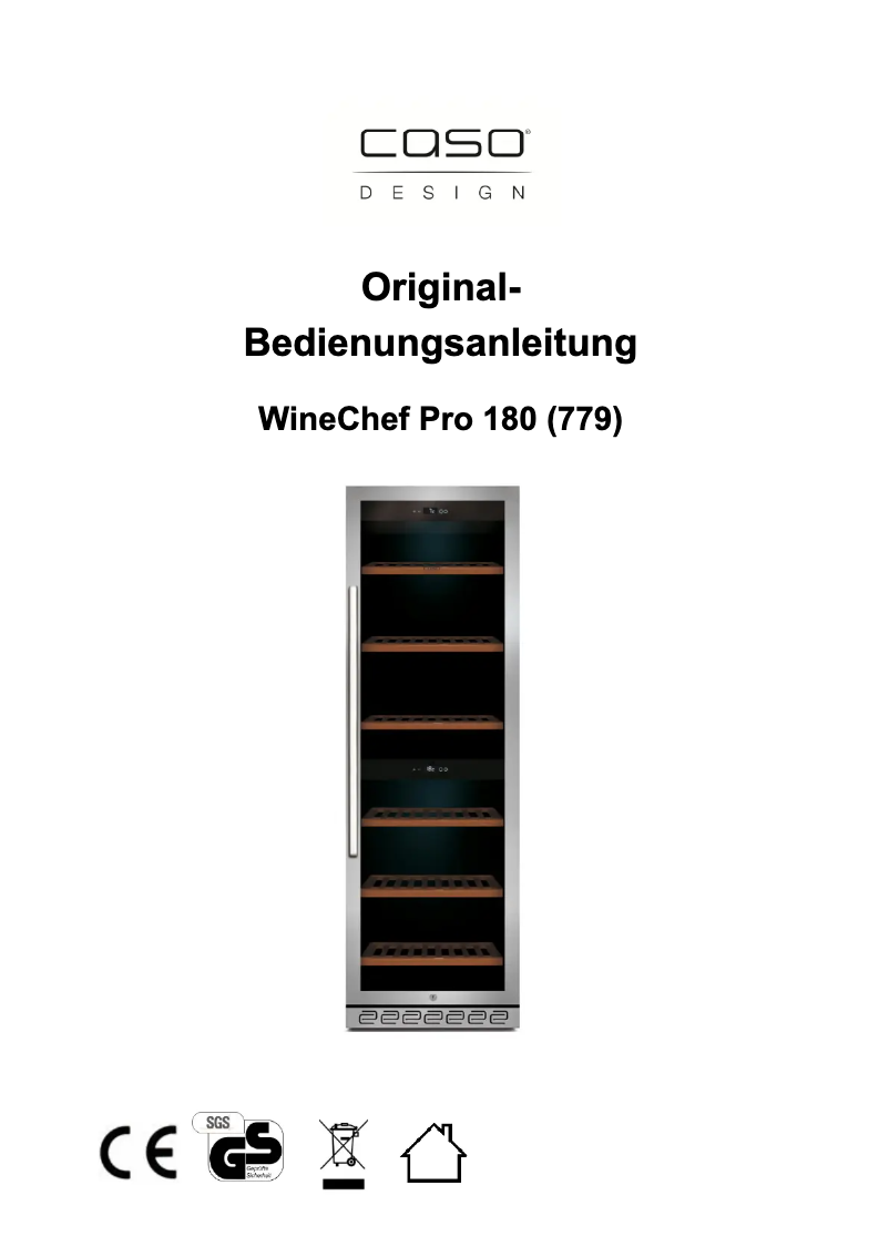 Page 1 de la notice Manuel utilisateur Caso WineChef Pro 180