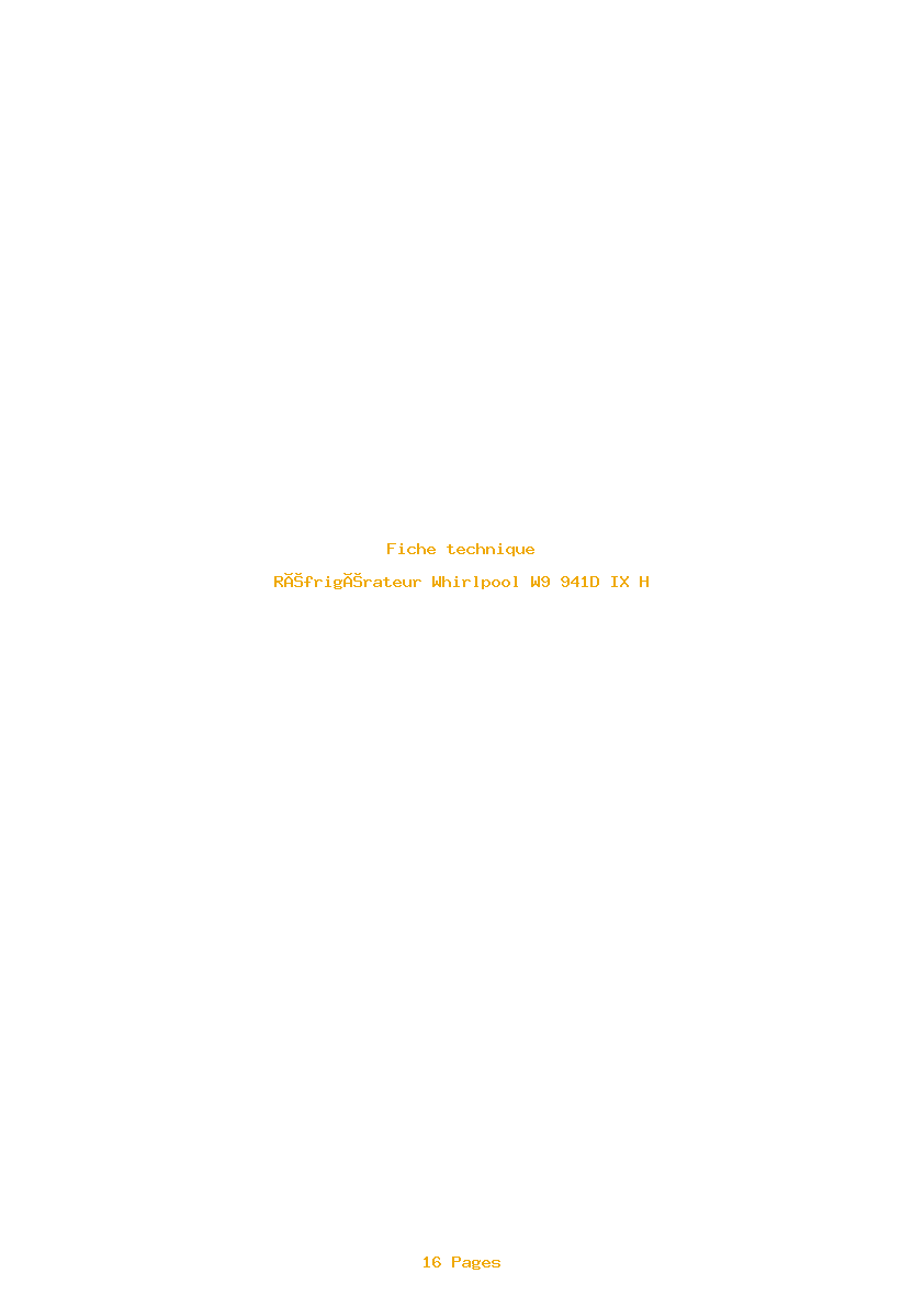 Page 1 de la notice Fiche technique Whirlpool W9 941D IX H