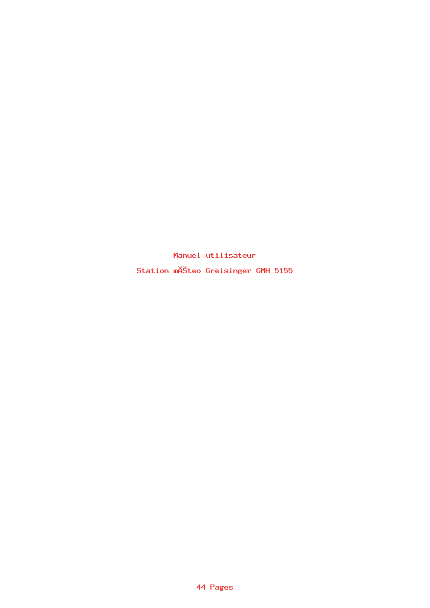 Page 1 de la notice Manuel utilisateur Greisinger GMH 5155