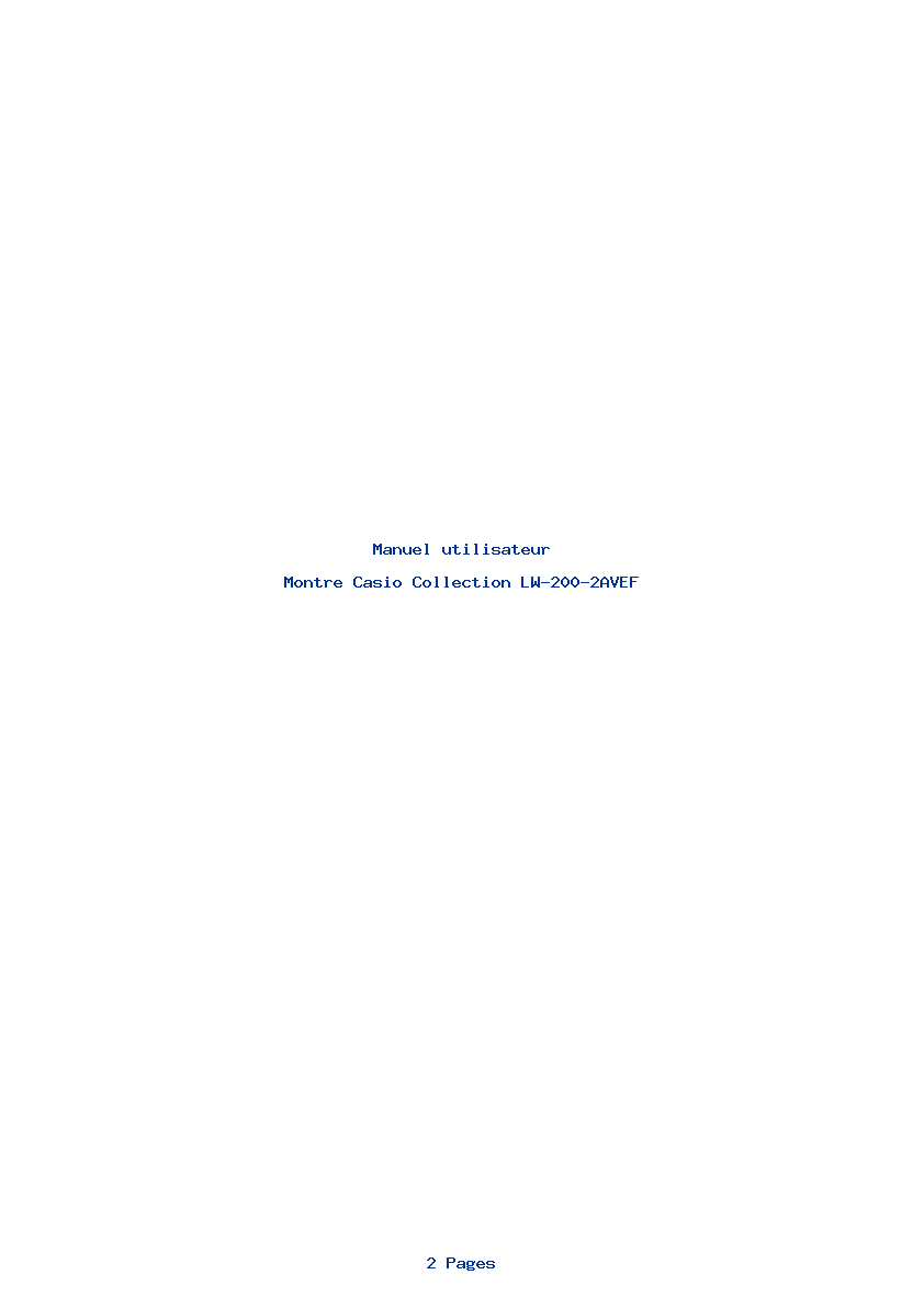 Page 1 de la notice Manuel utilisateur Casio Collection LW-200-2AVEF