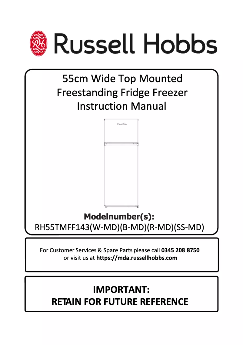 Page 1 de la notice Manuel utilisateur Russell Hobbs RH55TMFF143W-MD