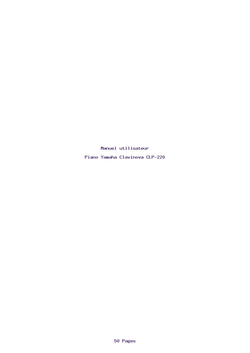 Page 1 de la notice Manuel utilisateur Yamaha Clavinova CLP-220