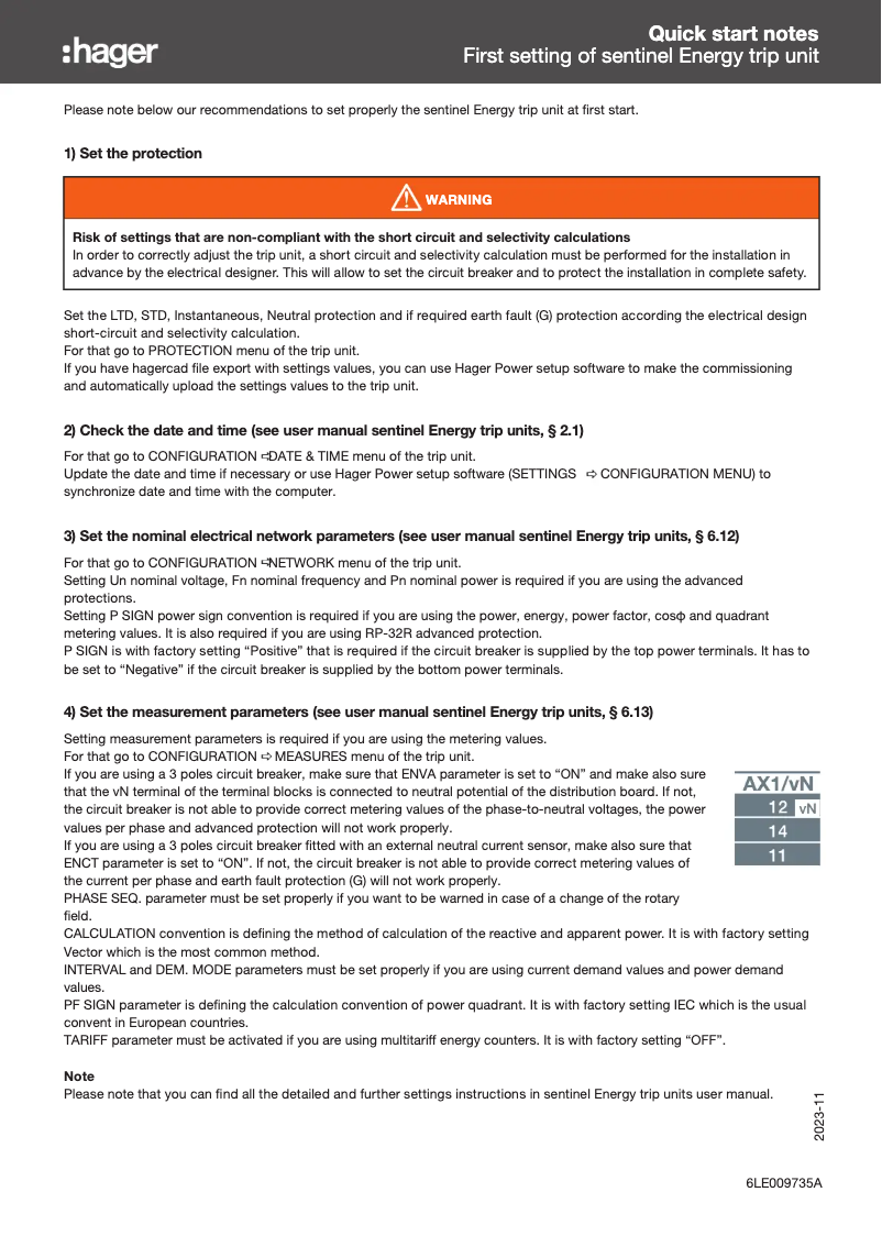 Page 1 de la notice Guide de démarrage rapide Hager HW1M416DE