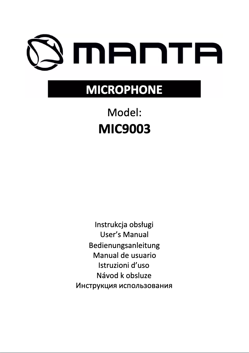 Page 1 de la notice Manuel utilisateur Manta MIC9003