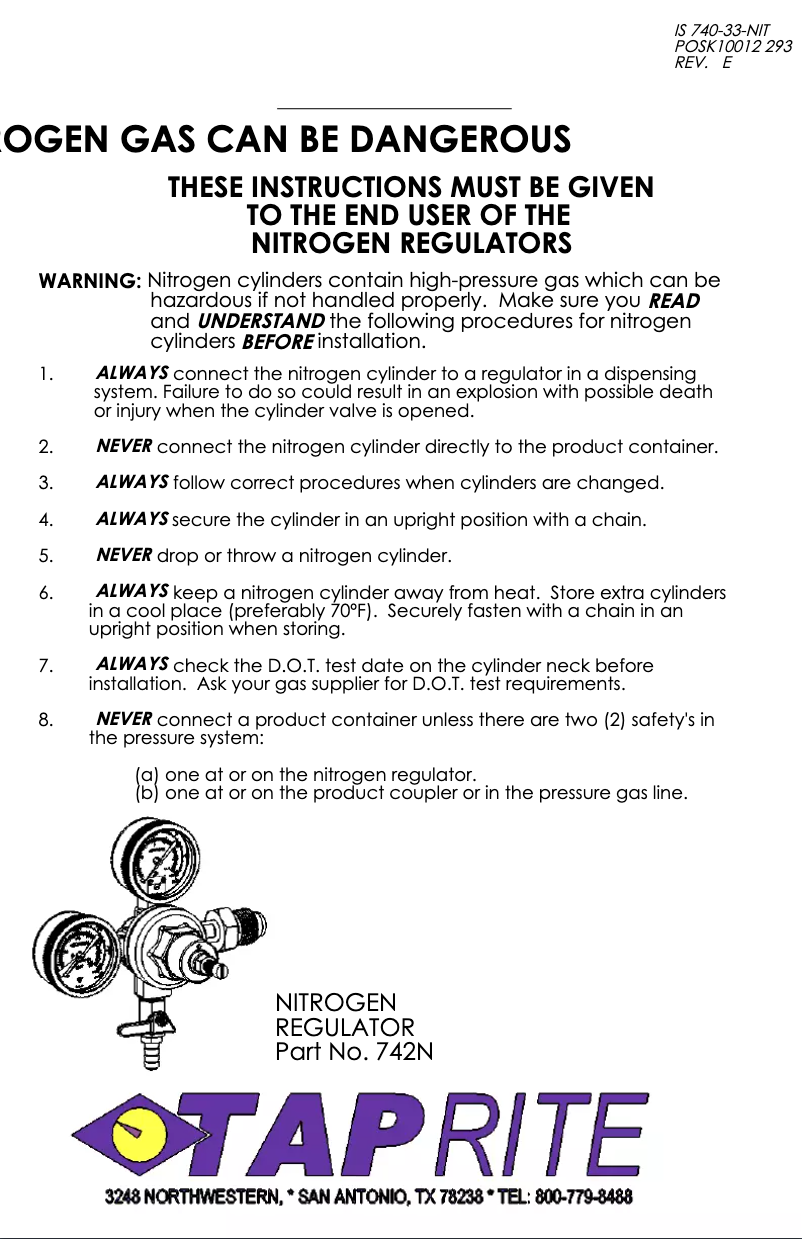 Page 1 de la notice Guide d'installation Taprite Primary 742N