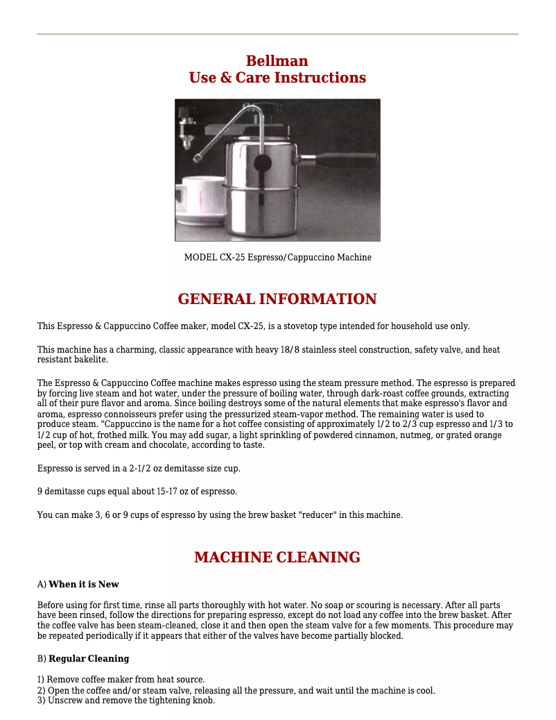 Página 1 del manual Manual de usuario Bellman CX-25