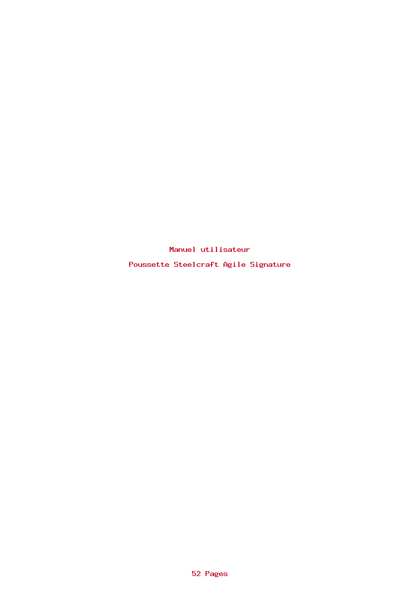 Page 1 de la notice Manuel utilisateur Steelcraft Agile Signature