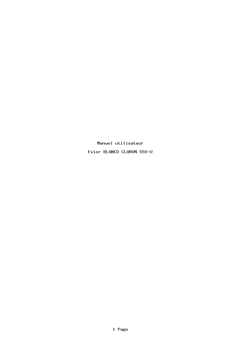 Page 1 de la notice Manuel utilisateur BLANCO CLARON 550-U