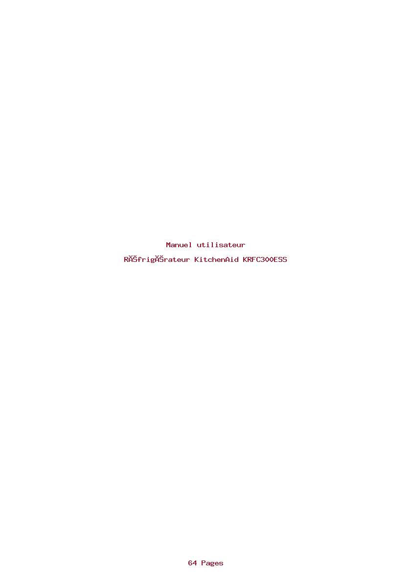 Page 1 de la notice Manuel utilisateur KitchenAid KRFC300ESS