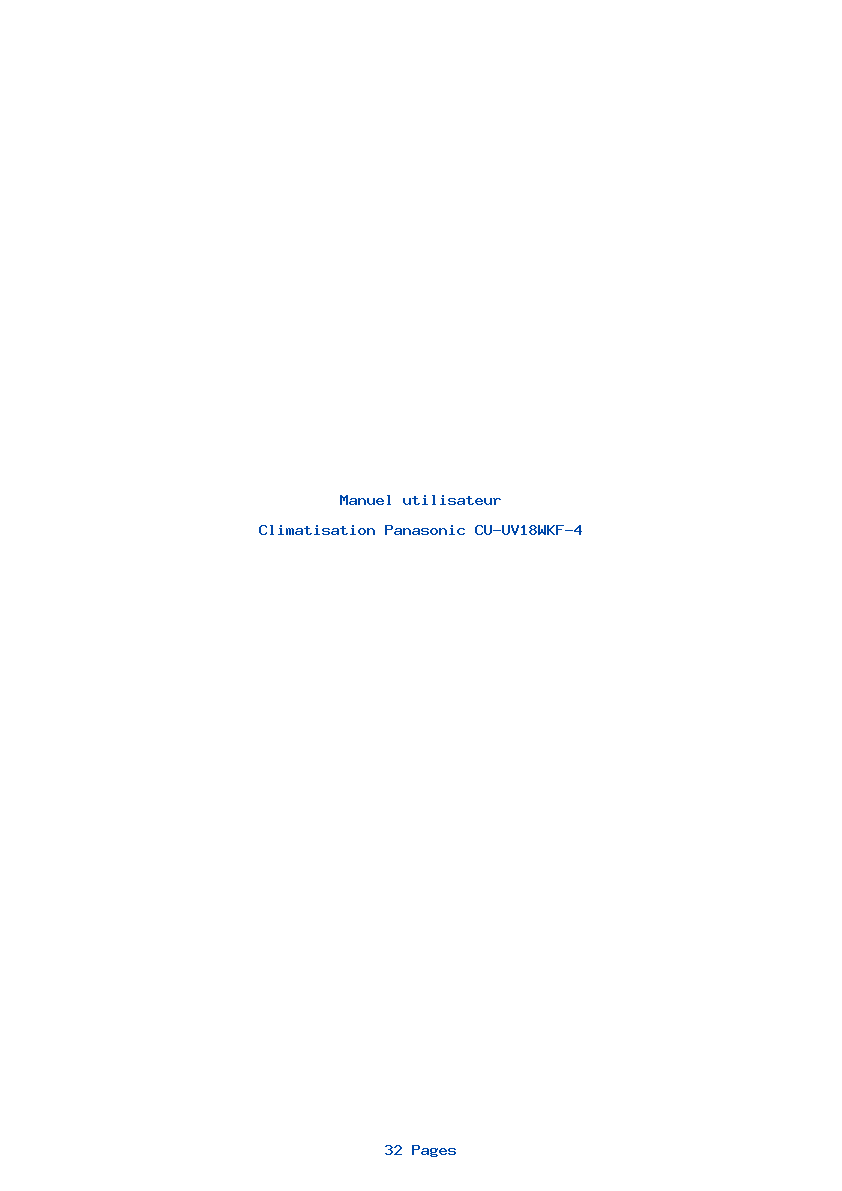 Page 1 de la notice Manuel utilisateur Panasonic CU-UV18WKF-4