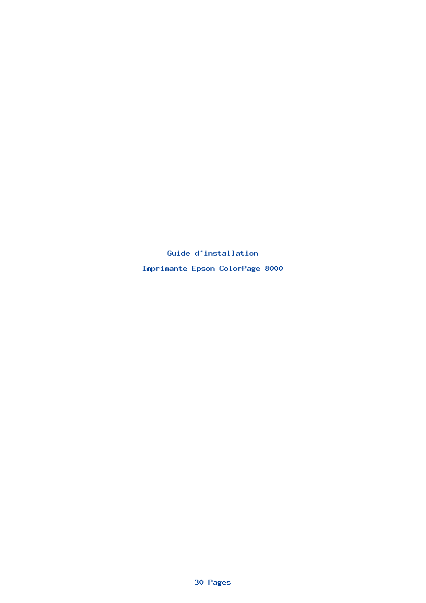 Page 1 de la notice Guide d'installation Epson ColorPage 8000