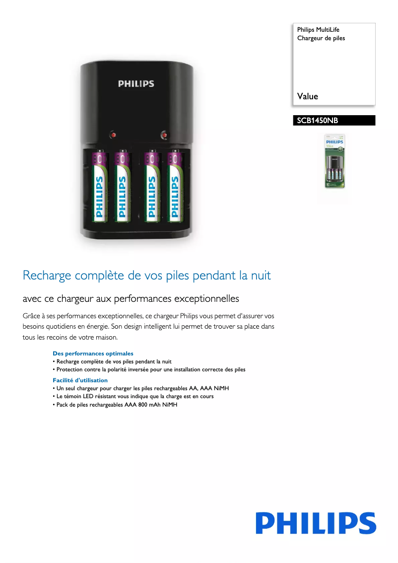 Página 1 del manual Ficha técnica Philips MultiLife SCB1450NB