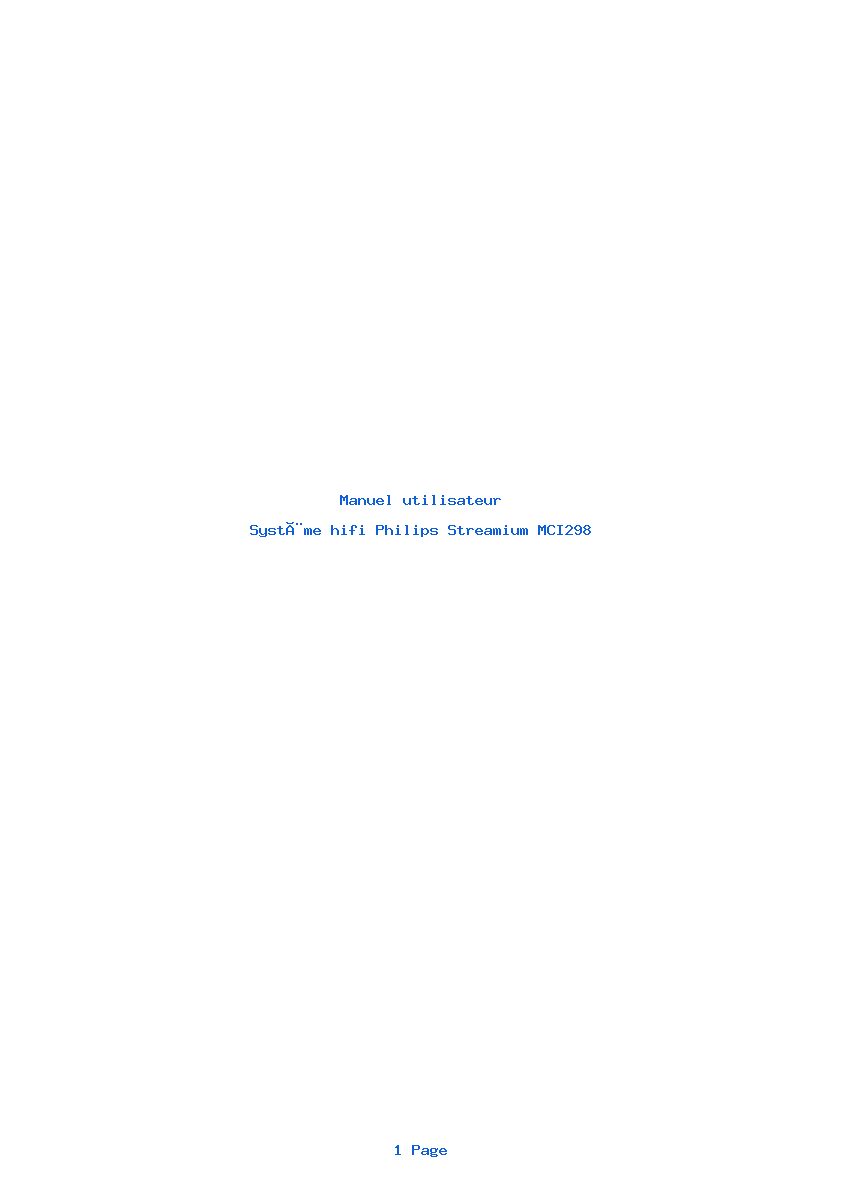 Page 1 de la notice Manuel utilisateur Philips Streamium MCI298