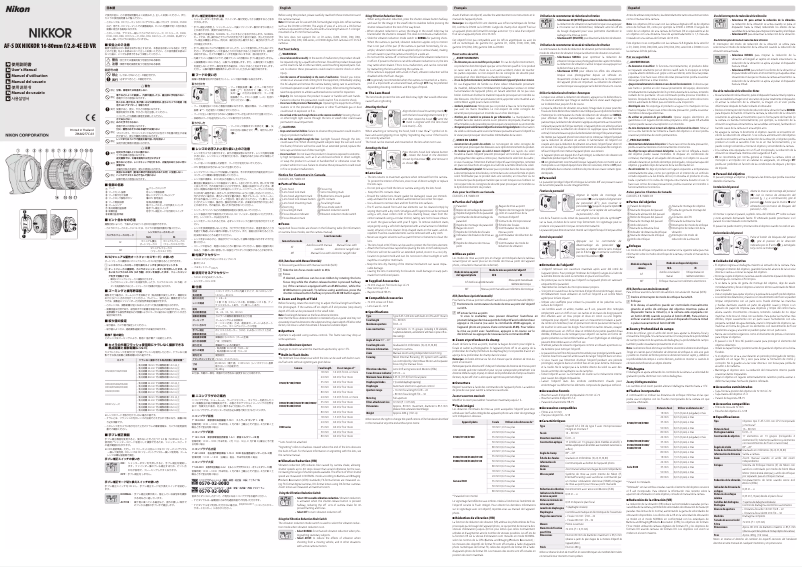 Page 1 de la notice Manuel utilisateur Nikon Nikkor AF-S DX 16-80mm f/2.8-4E ED VR