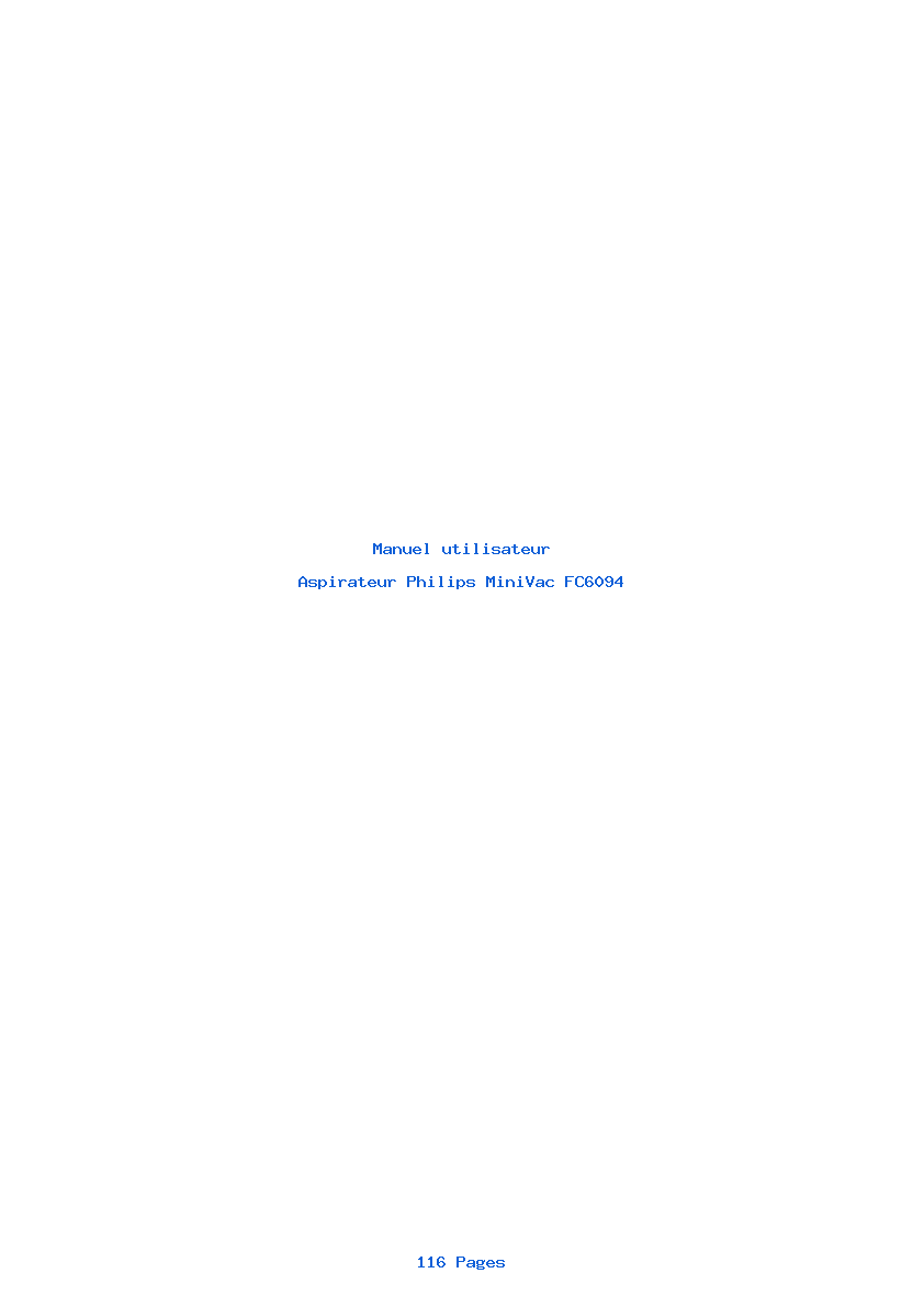 Page 1 de la notice Manuel utilisateur Philips MiniVac FC6094