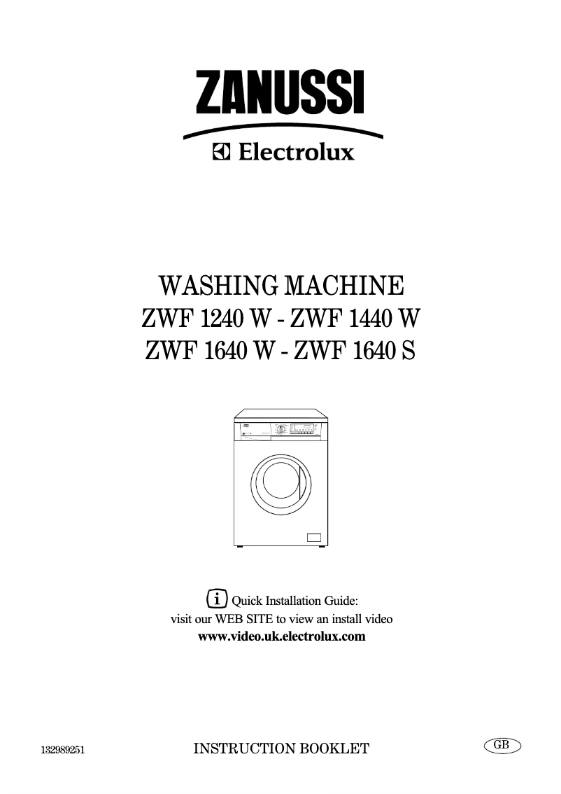 Page 1 de la notice Manuel utilisateur Zanussi-Electrolux ZWF 1640 W
