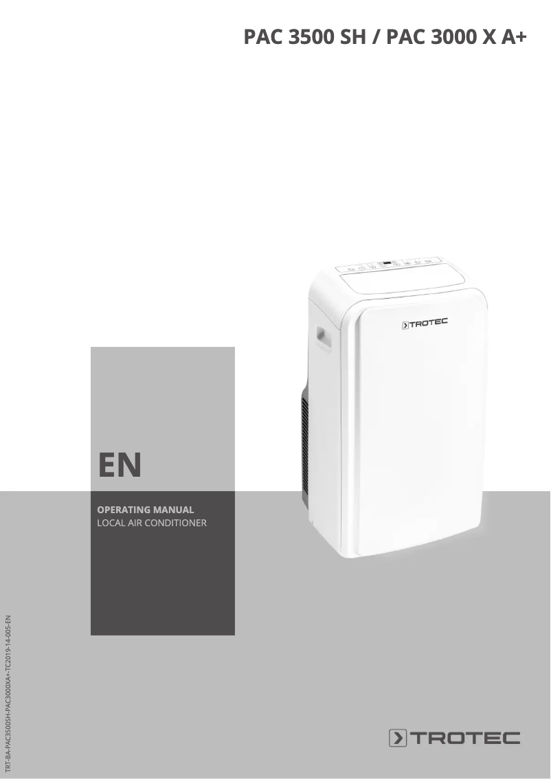 Page 1 de la notice Manuel utilisateur Trotec PAC 3000 X A+