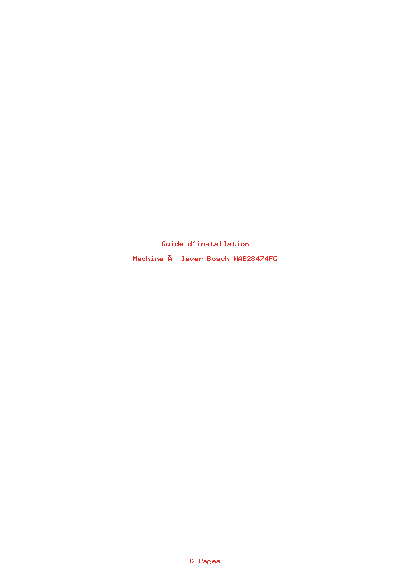 Page 1 de la notice Guide d'installation Bosch WAE28474FG