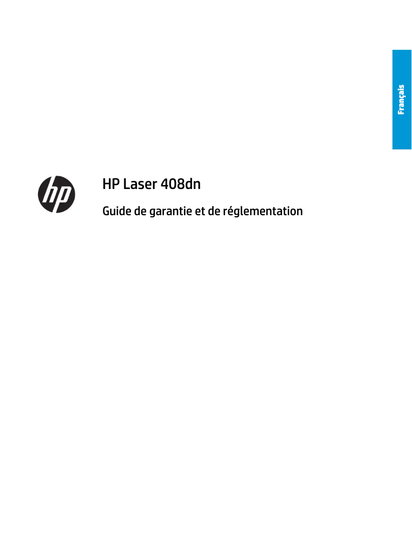 Page n°1 - Informations de garantie HP Laser 408dn