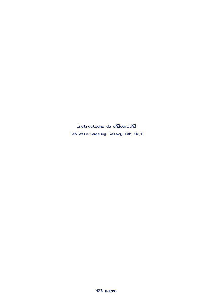 Page 1 de la notice Instructions de sécurité Samsung Galaxy Tab 10.1