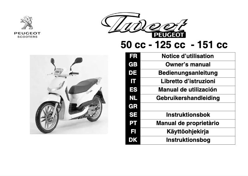 Page 1 de la notice Manuel utilisateur Peugeot Tweet 50cc