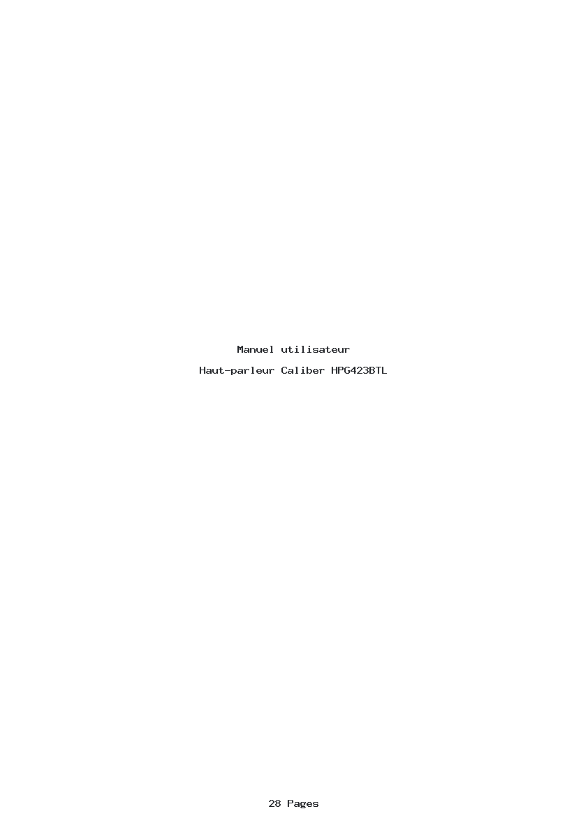 Page 1 de la notice Manuel utilisateur Caliber HPG423BTL