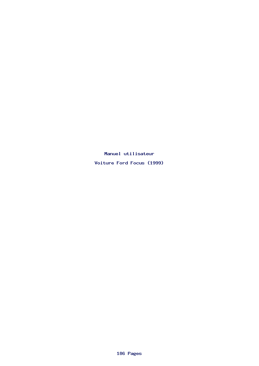 Page 1 de la notice Manuel utilisateur Ford Focus (1999)