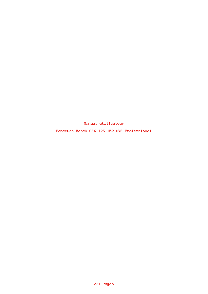 Page 1 de la notice Manuel utilisateur Bosch GEX 125-150 AVE Professional