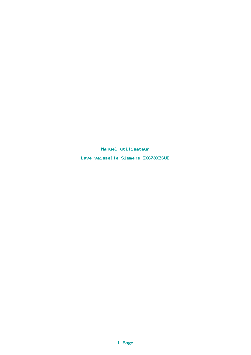 Page 1 de la notice Manuel utilisateur Siemens SX678X36UE