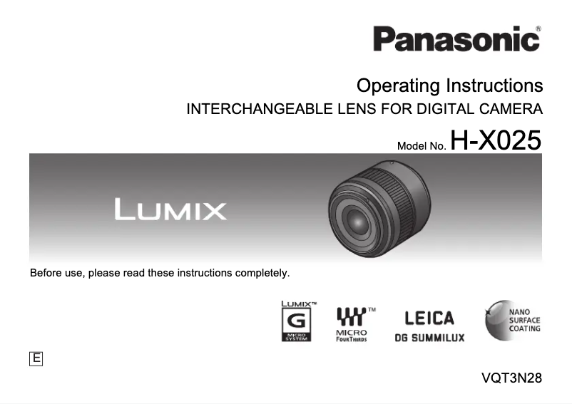 Página 1 del manual Manual de usuario Panasonic H-X025E