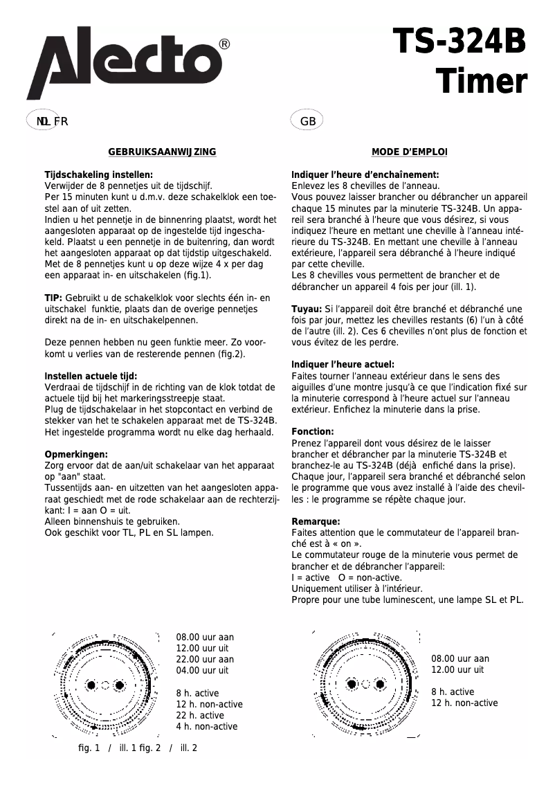 Page 1 de la notice Manuel utilisateur Alecto TS-324