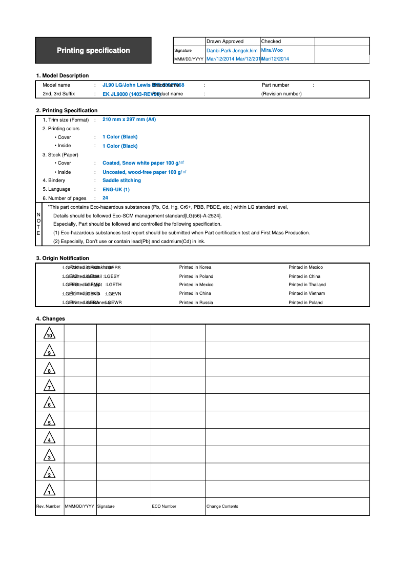 Page 1 de la notice Manuel utilisateur LG 60JL9000