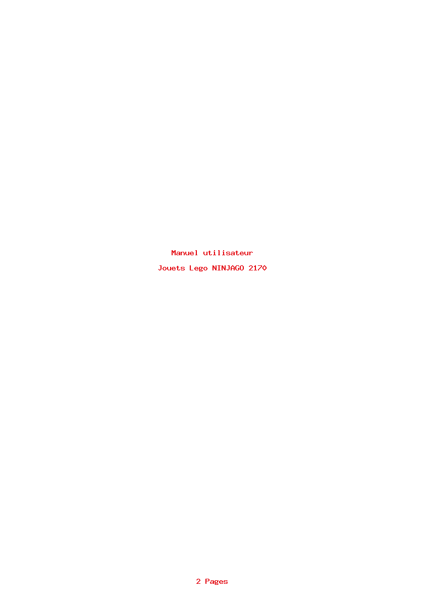 Page 1 de la notice Manuel utilisateur Lego NINJAGO 2170