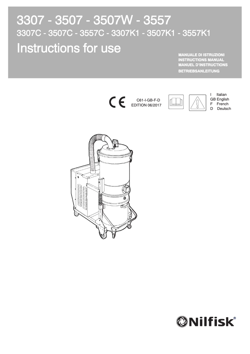 Page 1 de la notice Manuel utilisateur Nilfisk 3507