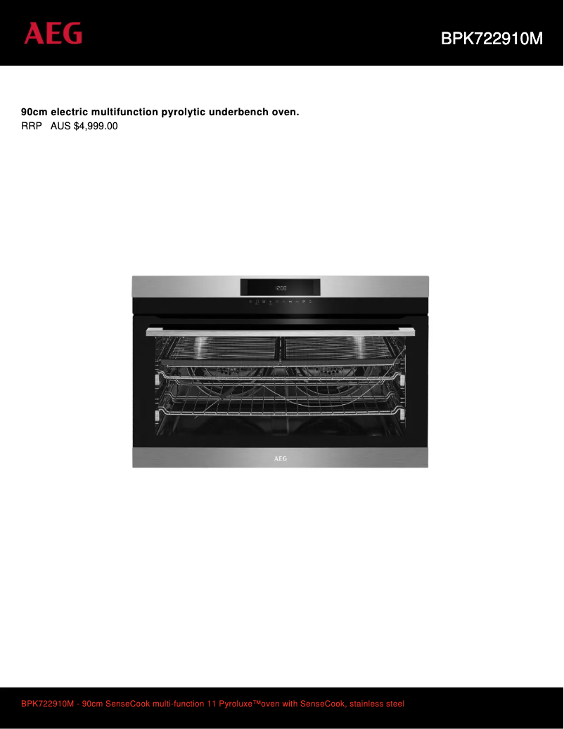 Page 1 de la notice Fiche technique AEG BPK722910M