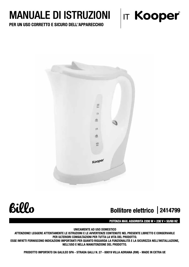Page 1 de la notice Manuel utilisateur Kooper 2414799