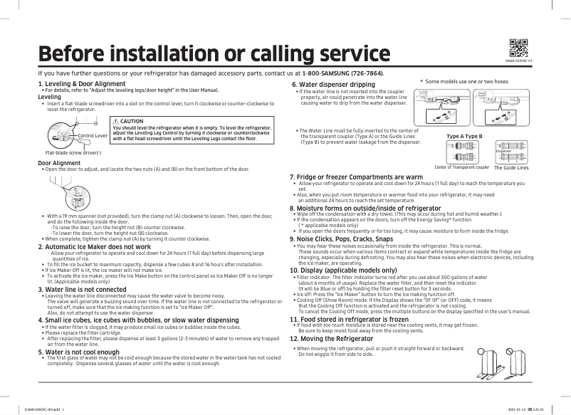 Page 1 de la notice Manuel utilisateur Samsung RS60T5200B1