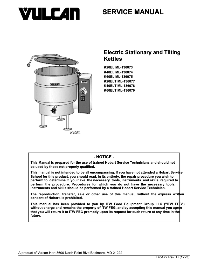 Page 1 de la notice Manuel utilisateur Vulcan K40EL