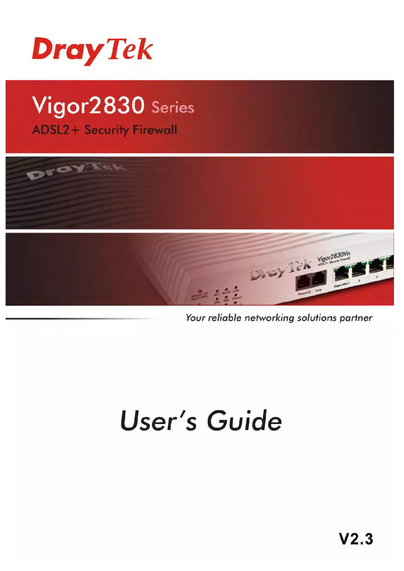 Page 1 de la notice Manuel utilisateur Draytek Vigor 2830