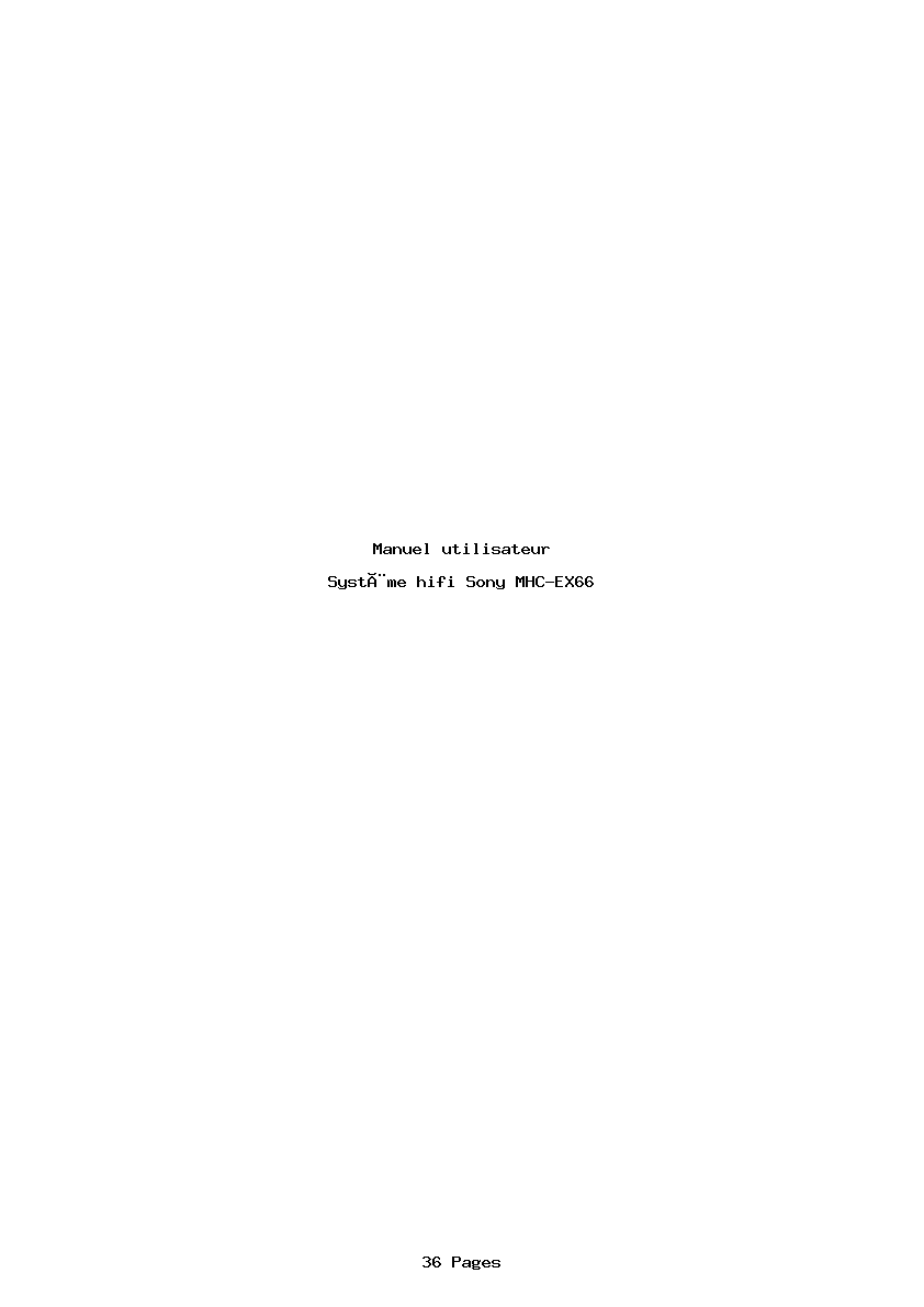 Page 1 de la notice Manuel utilisateur Sony MHC-EX66
