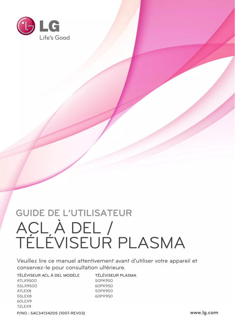 Page 1 de la notice Manuel utilisateur LG 60PX950