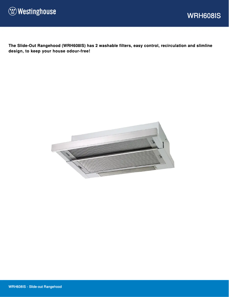 Page 1 of the manual Technical Sheet Westinghouse WRH608IS