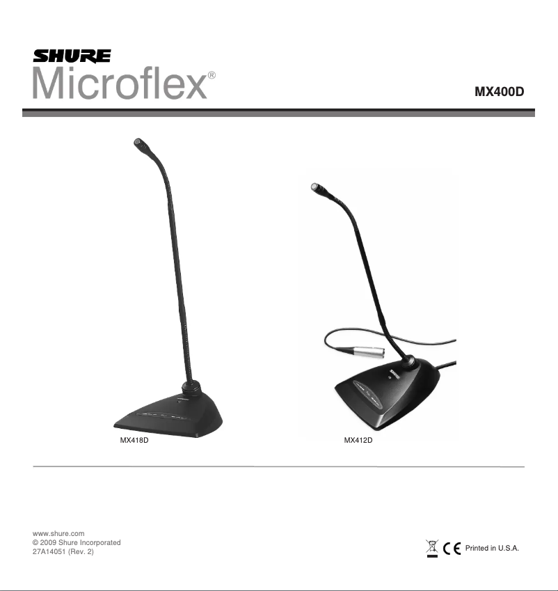 Page 1 de la notice Manuel utilisateur Shure MX418DS