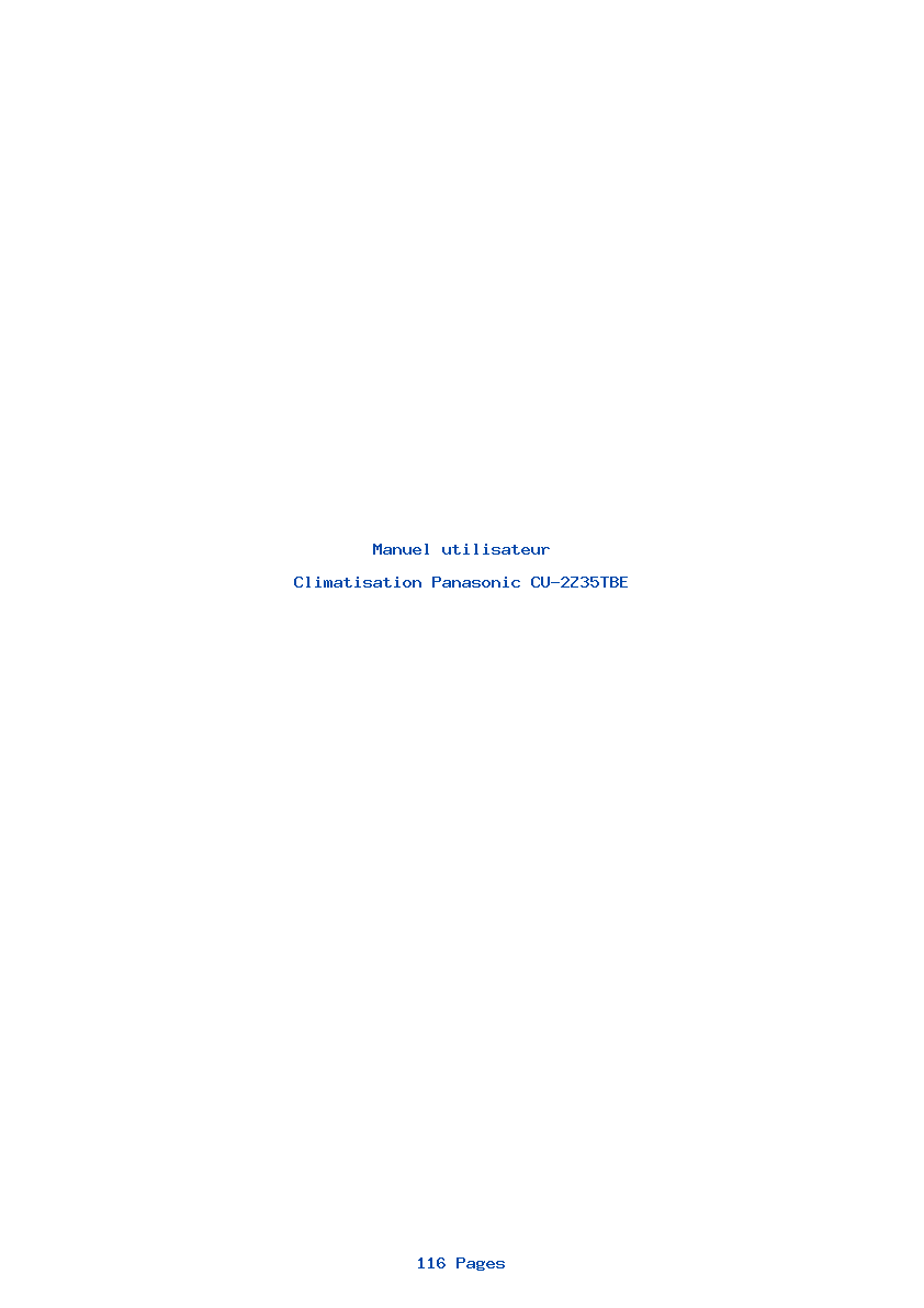 Page 1 de la notice Manuel utilisateur Panasonic CU-2Z35TBE