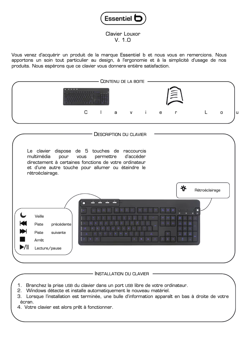 Página 1 del manual Manual de usuario Essentiel B Louxor 2