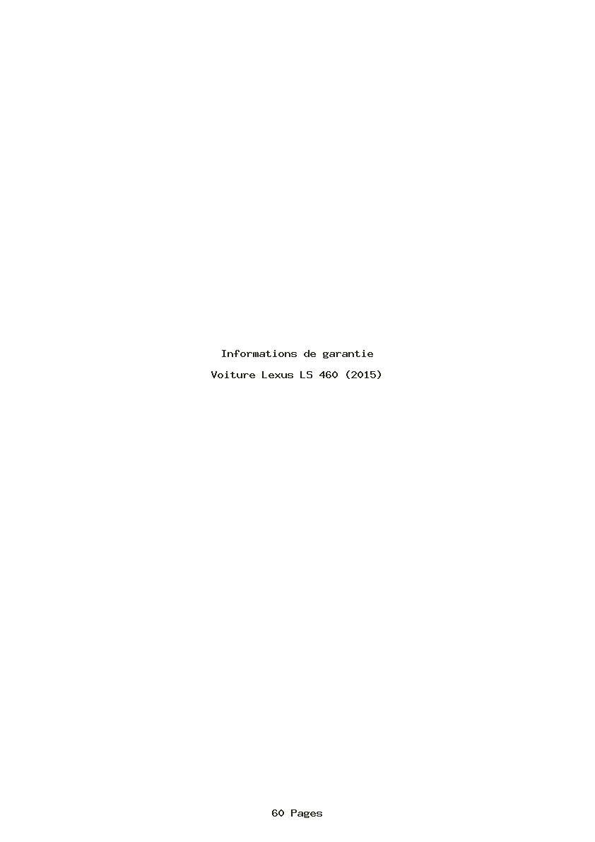 Page 1 de la notice Informations de garantie Lexus LS 460 (2015)