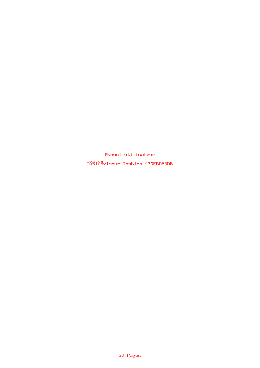 Page 1 de la notice Manuel utilisateur Toshiba 43QF5D53DB